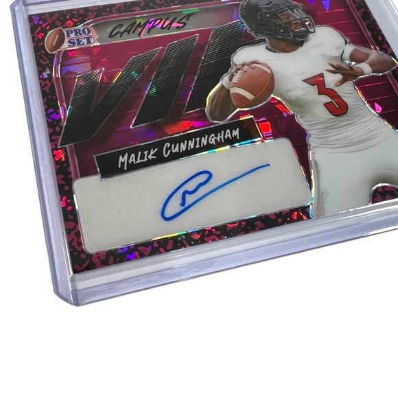 Malik Cunningham 2023 Leaf Pro Set Metal Campus Vip Crystal Pink Auto /5 Cards - Picture 4 of 6